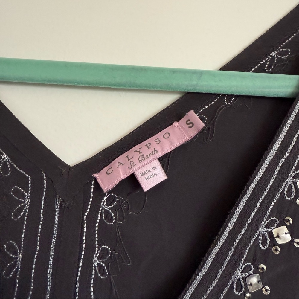 Calypso St. Barth Dark Grey Embroidered Mini Dress - Picture 3 of 5